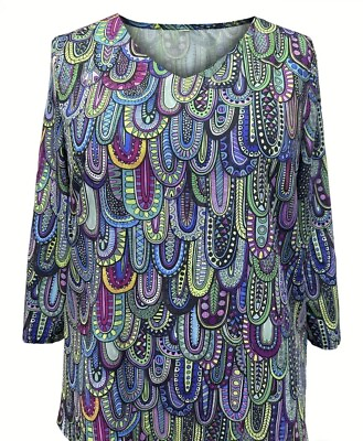 #ad Paisley Pullover Shirt BOHO 4XL PLUS V neck $24.98
