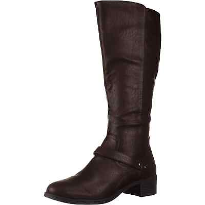 #ad Easy Street Women Riding Boots Jewel Plus Sz US 12M Wide Calf Brown Faux Leather $14.70