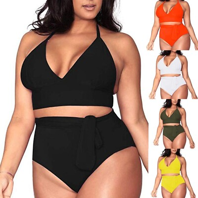 #ad Women PluS Size High WaiSted Tummy Control Swimwear SwimSuit Bra BriefS SetS* $17.99