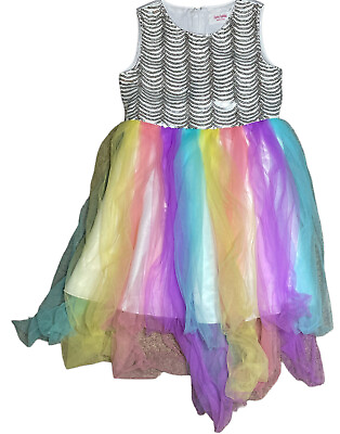 #ad Girls Size 8 Colorful Silver Rainbow Princess Party Dress New $10.00