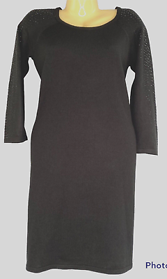 #ad Studio One NY Women#x27;s Size M Black Little Dress A Line Beaded Crystal Sleeve $14.99