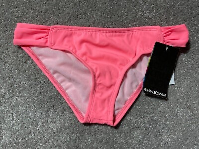 #ad Hurley Swim Bikini Bottom Womens S Aussie Tab Side Logo Embroidered Beach Pink $9.99
