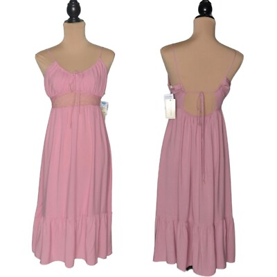 #ad NWT No Comment Mauve Pink Summer Dress Spaghetti Straps Midi Size Medium $19.09