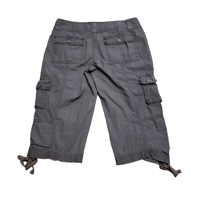 OP Ocean Pacific Drawstring Capri Pants Pocketed Gray Summer Juniors 7 Pre owned $16.15