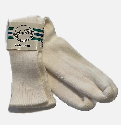 #ad Sears Socks Mens Acrylic Size 10 13 White Rib Top Terry $25.99