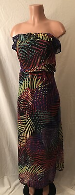 #ad **Elegant Island Midnight Rainbow Maxi Dress Size 1X** $22.00