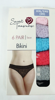 #ad Womens Ladies Secret Treaures 6 Pair Assorted Colors Lace Bikini Panties Sz 2XL $14.99