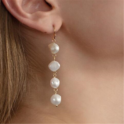 #ad Elegant National Baroque pearl exotic retro earrings Crystal Party Teens Beaded $12.51