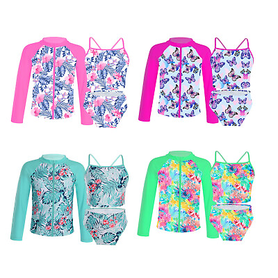 #ad US Girls One piece Tankini Long Sleeve Swimsuit UPF 50 Sun Protection Swimsuit $16.33