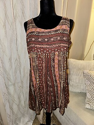 #ad Vintage Boho Style DBI Ltd Dress With Wood Beading Detail Size L $15.00