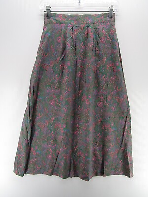 VINTAGE Northern Isles Skirt Women 6 Gray Maxi A Line Paisley Pull On Hippie 90s $19.99