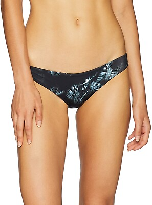 #ad RVCA Women#x27;s 240816 Dark Palm Cheeky Black Bikini Bottoms Swimwear Size M $39.10