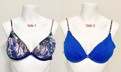 #ad Maaji Women#x27;s M Swimsuit Bikini Top Reversible Underwire Blue Floral $39.99
