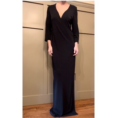 J Jill Matte Jersey Faux Wrap Long Sleeve Black Maxi Dress Size XL $30.00