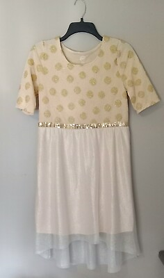 #ad #ad Wonder Nation Girls Gold Accent Glitter Sequin Dress Lined Size XL 14 16 Plus $6.99