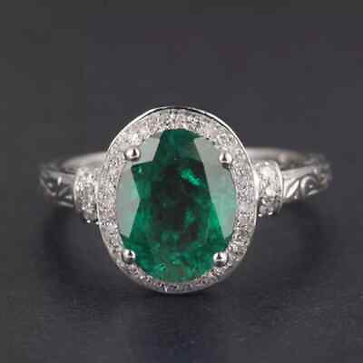 #ad #ad 14KT White Gold 100% Natural Green Emerald 1.55Ct IGI Certified Diamond Ring $392.00