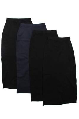 #ad Ounce Womens Elastic Waist Ponte Midi Pencil Skirt Black Navy Size Small Lot 4 $42.69