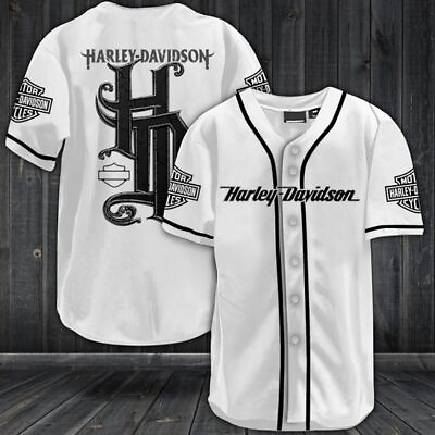 #ad Personalized Harley Davidson White Baseball Jersey 3D S 5XL Limited Edition $28.90