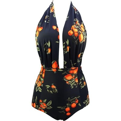 #ad COCOSHIP Retro One Piece Backless Swimsuit High Waisted Pin Up Swimwear Small 4 $18.94