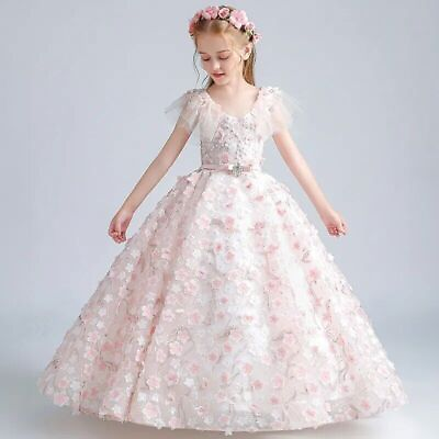#ad Girls Maxi Dresses Birthday Party Long Evening Gowns Kids Princess Pageant Dress $115.95