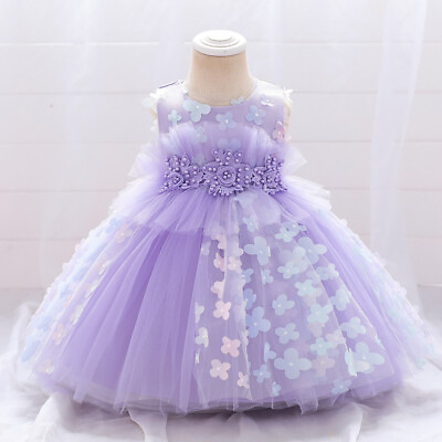 #ad Flower Wedding Baby Girls Toddler Baptism Birthday Bow Lace Princess Party Dress $23.99