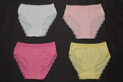 #ad #ad Girl#x27;s Underwear Bikini 4 Pairs With Lace Trim Soft Cotton Panties Assorted $9.99