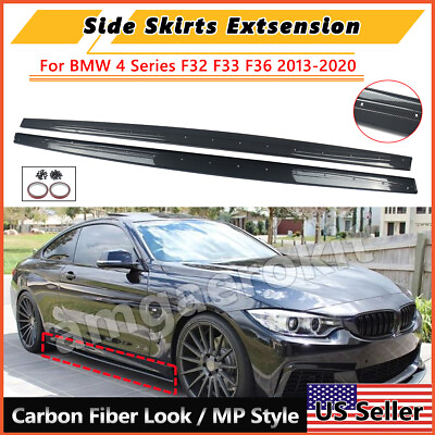 Carbon Style Side Skirts For 14 20 BMW F32 F33 F36 430i M4 M Sport Extension Lip $128.99