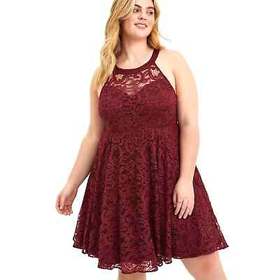 #ad New Torrid size 18 Burgundy Wine Sparkle Mini Lace Cocktail Formal Party Dress $69.50