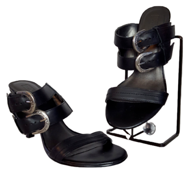 #ad HARLEY DAVIDSON Slide Buckle Black Sandals size 5.5M $31.99