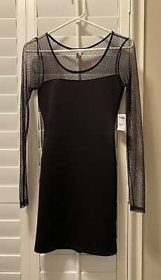 #ad Charlotte Russe Black Long Sleeve Cocktail Party Dress Size Medium Free Shipping $14.99