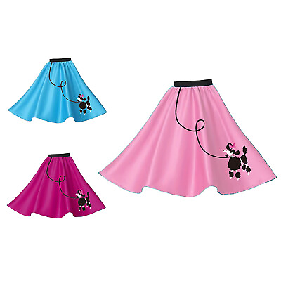 #ad Kids Girls Poodle Skirt School Costume Elastic Waist Skirt Dress Up Party Outfit $14.78