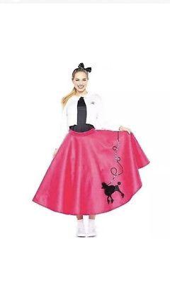 50#x27;s Sockhop Poodle Skirt 4 Piece Halloween Costume Women#x27;s Size M 8 10 NEW $26.49
