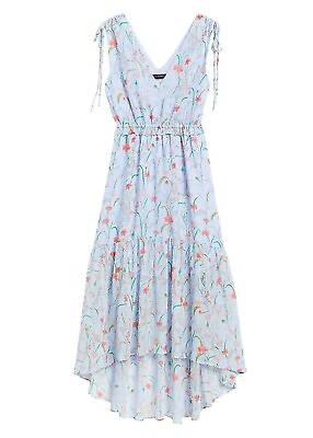 #ad Banana Republic Maxi Dress Womens size 10 Floral Ruched Blue Multi MSRP $169 NEW $65.00