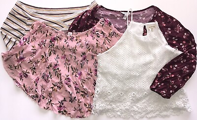 #ad Junior Size X Large Lot Of 4 Camisole Bell Sleeve Off The Shoulders Floral Tops $19.95