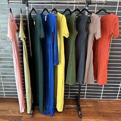 #ad LOT of 9 WOMENS SM Zenana Outfitters Maxi Dress Short Sleeve 9 colors BRAND NEW $37.99