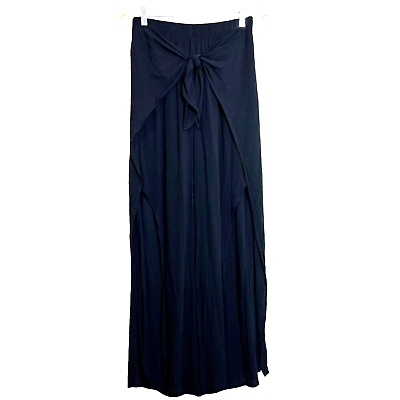 #ad #ad Kona Sol Womens Beach Cover Up Pants Medium Black Open Slit Legs Waist Tie $20.98