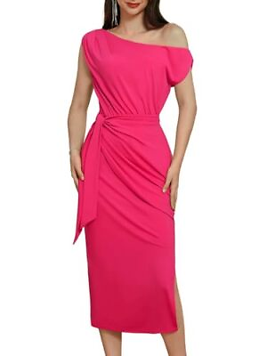 #ad 2024 Women#x27;s One Shoulder Cocktail Dresses for Evening Party X Large Rose Red $73.40