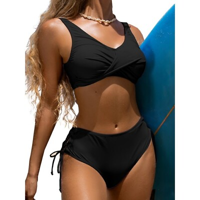 #ad Women Swimsuit High Waist Two Piece Bikini Set Padded Bra Sexy Push Up Swimwear $7.00