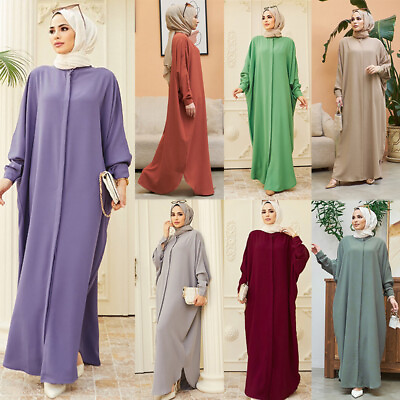 #ad #ad Fashion Single Breasted Muslim Modest Dresses Long Sleeve Abaya Hajib $22.82
