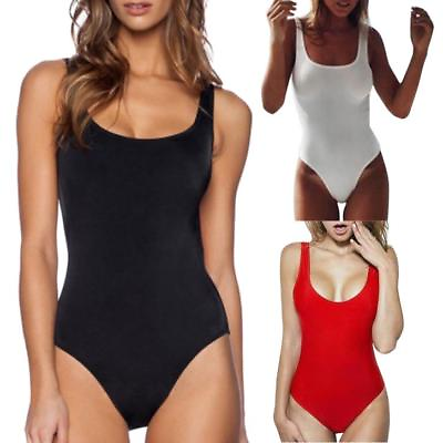 #ad Womens Elastic High Cut Low Back One Piece Bikini Swimwear Beach Bathing Pool UK $23.09