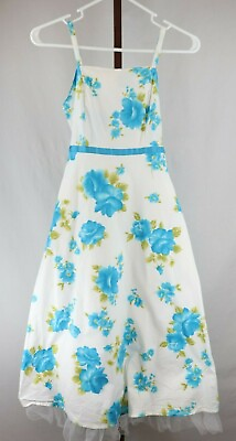 #ad Speechless Girls White Blue Floral Sleeveless Midi Spring Summer Dress Size 12 $14.99
