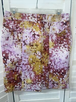 #ad #ad Ann Taylor LOFT Women#x27;s Pink Yellow Floral Zip Up Lined Skirt Women’s Size 2 $15.00