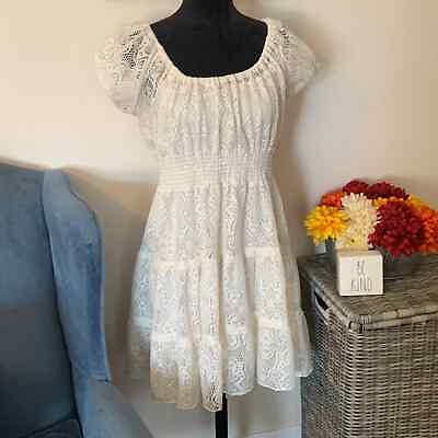 #ad ALLISON BRITTNEY Tiered Lace Boho Dress L $18.00