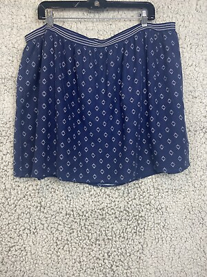#ad Blue mini lined skirt elastic waist flowy women#x27;s size 22 $13.97