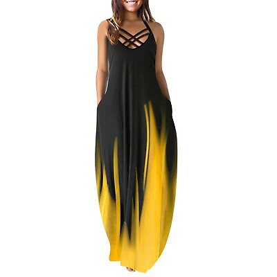 Chiffon Long Dresses for Women Casual Summer Dresses For Women O Neck Print $29.70