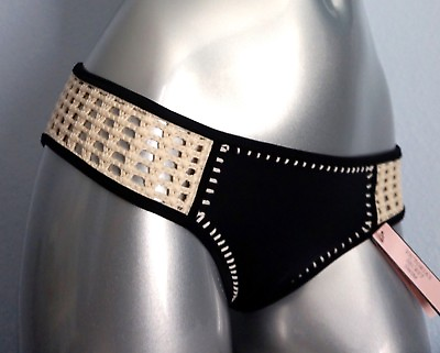 #ad Victorias Secret Black The Surf Crochet Classic Hipster Bikini Bottom XS S $9.09