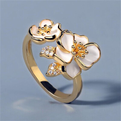 Elegant Party 18k Yellow Gold Plated Ring Cubic Zirconia Women Jewelry Size 6 10 C $2.69