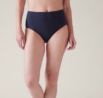 #ad Athleta Hampton High Waist Bikini Bottom Size M Medium Blue NWT #798477 $33.15