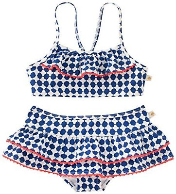 #ad Kate Spade New York Girl#x27;s Ruffle Bikini Big Kids Cobalt Paprika Swimsuit 14Y $35.99