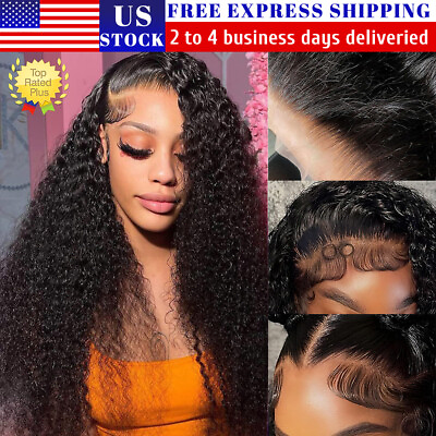 13x4 Curly Lace Front Wigs Human Hair Deep Wave Frontal Wig With Christmas Gifts $72.68